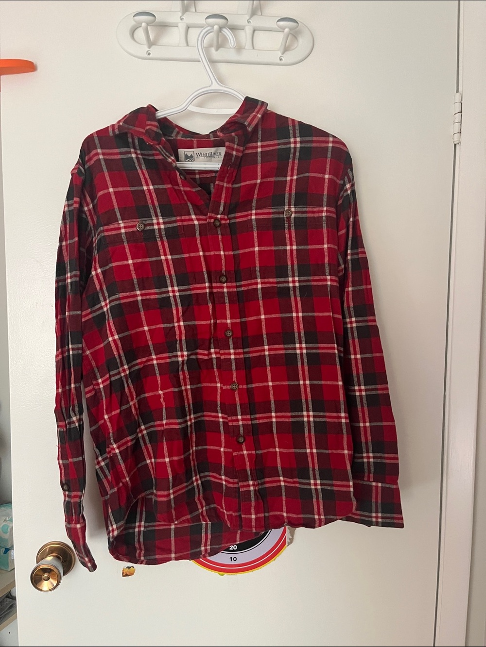Wrangler Red Plaid Hooded Button-Down Shirt for Men